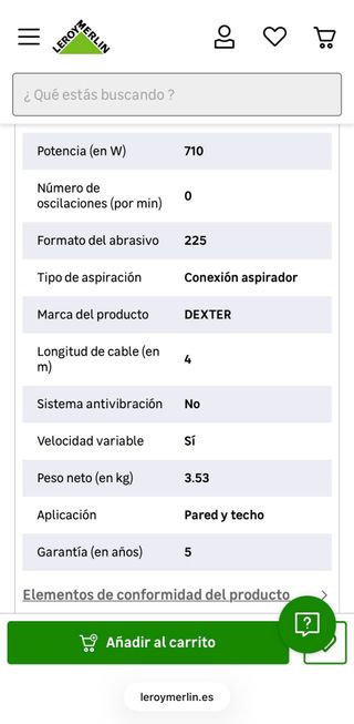 Lijadora pared DEXTER POWER IV 225mm