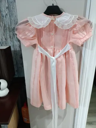 Vestido Vintage Rosa Infantil Encaje