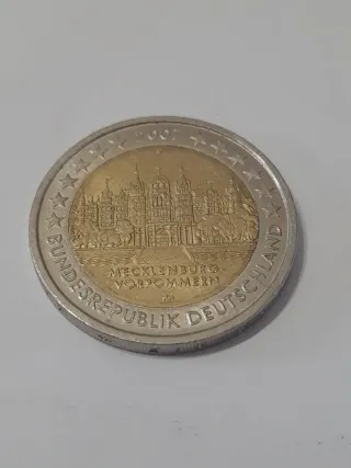 Moneda 2 euros Castillo Schwerin. Alemania 2007