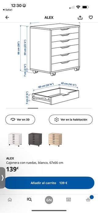 Cajonera Alex Ikea Blanca