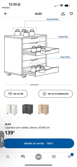 Cajonera Alex Ikea Blanca