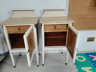 Mesitas Noche Vintage Madera y Mármol