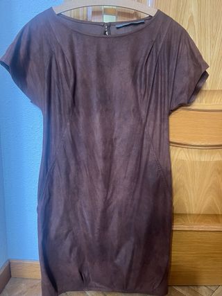 Vestido Zara antelina marrón