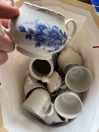 Juego de té porcelana flores azules