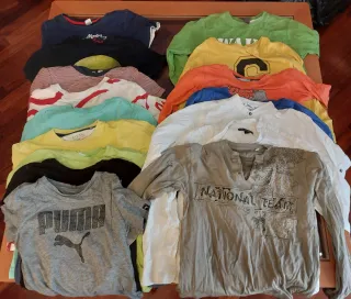 Lote 16 Camisetas Niño 8-10 Años Manga Larga/Corta