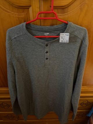 Camiseta manga larga hombre Kiabi gris Talla M