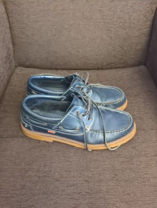 Zapatos náuticos azules y marrones