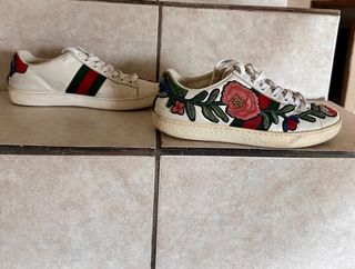 Gucci Ace Sneakers Ricamate Floreali Bianche