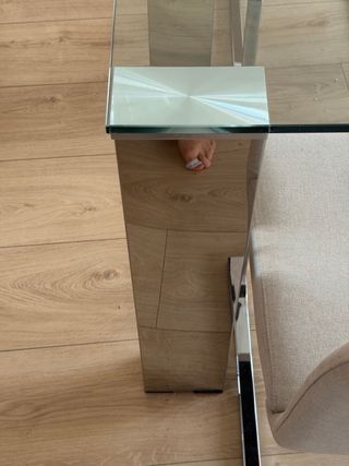 Mesa de comedor cristal y metal