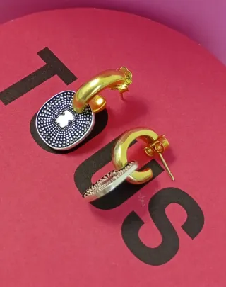 Pendientes Tous Oursin aros con baño de oro 14 kt