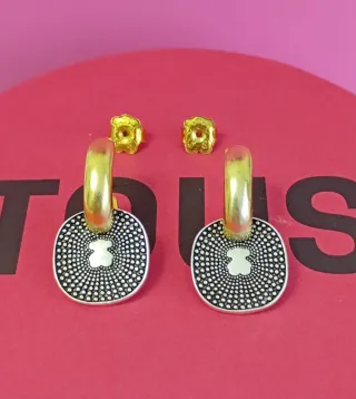 Pendientes Tous Oursin aros con baño de oro 14 kt