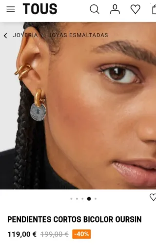 Pendientes Tous Oursin aros con baño de oro 14 kt