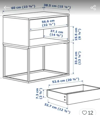 Mesilla de noche Blanca Ikea 60cm