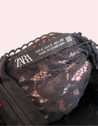 Zara Top Pizzo Nero Trasparente Tg S