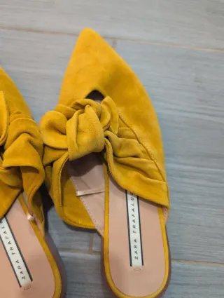 Sandalias Zara Ante Amarillas Talla 38