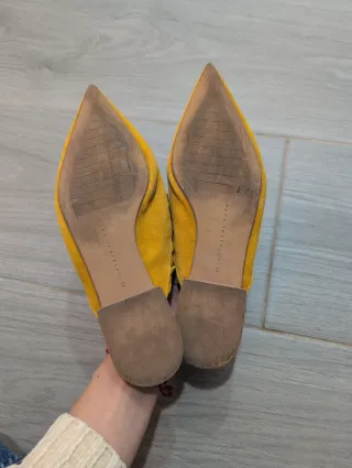 Sandalias Zara Ante Amarillas Talla 38