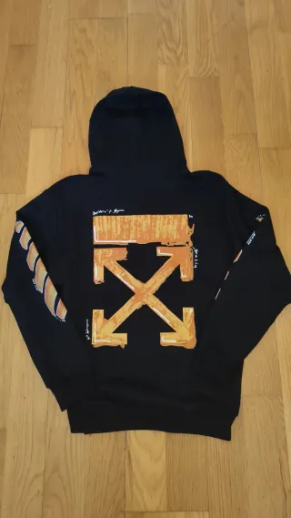 Felpa Off-White nera con strisce arancioni