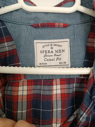 Camisa Sfera Hombre Cuadros Rojo