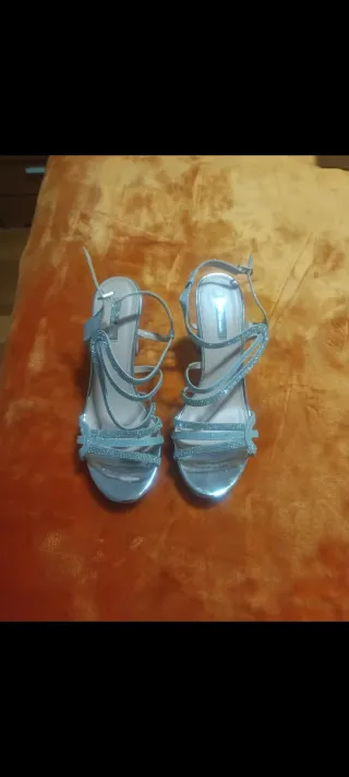 Zapatos y bolso de fiesta plateados