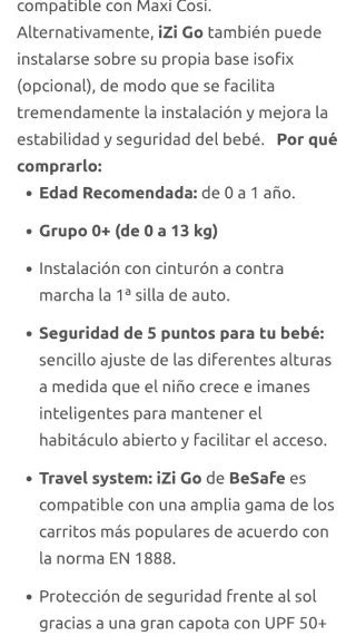 Silla de coche BeSafe izi go para bebé