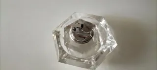 Cenicero y encendedor a juego  de cristal de roca.