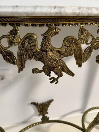 Mesa consola y espejo bronce águilas