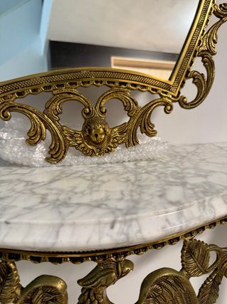 Mesa consola y espejo bronce águilas