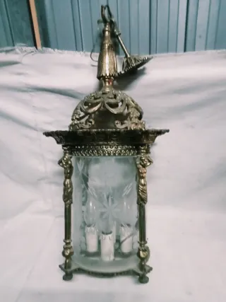 Farol de bronce con cristal para entrada
