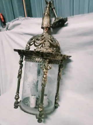 Farol de bronce con cristal para entrada