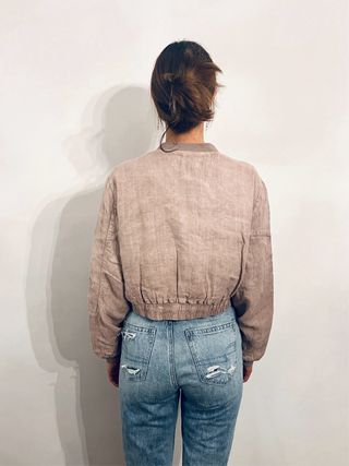 Chaqueta bomber Zara lino beige