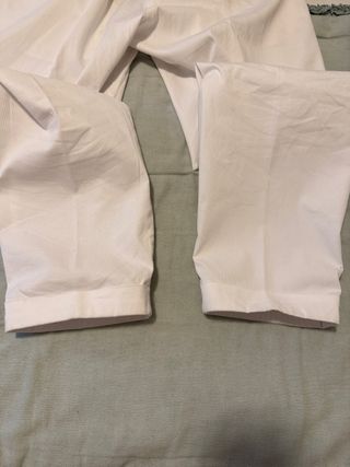 Pantalón algodón slim fit pinzas blanco