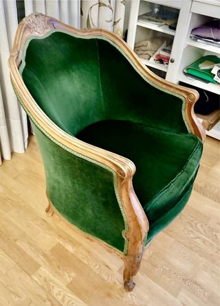 Sofá Rococó/Luis XV Madera y Terciopelo Verde