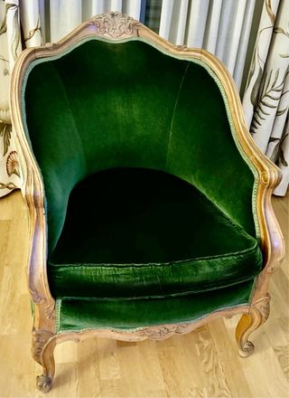Sofá Rococó/Luis XV Madera y Terciopelo Verde