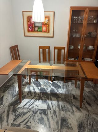 Mesa Comedor Cristal y Madera