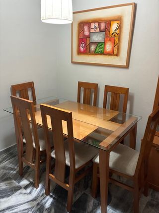 Mesa Comedor Cristal y Madera