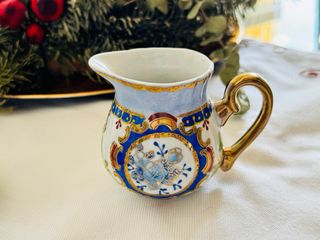 Juego de café porcelana azul y oro