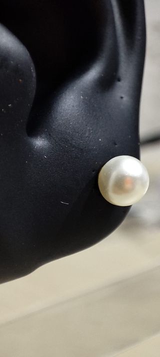 Pendiente Plata de Ley Perla Blanca 2