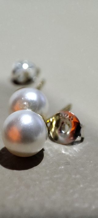 Pendiente Plata de Ley Perla Blanca 2