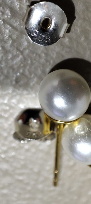 Pendiente Plata de Ley Perla Blanca 2