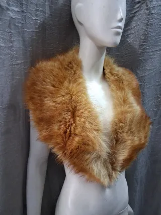 Stola scialle vera pelle marrone arancio