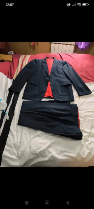 Traje Pantalón Carolina Herrera Negro/Rojo