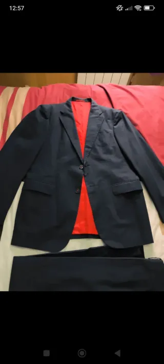 Traje Pantalón Carolina Herrera Negro/Rojo