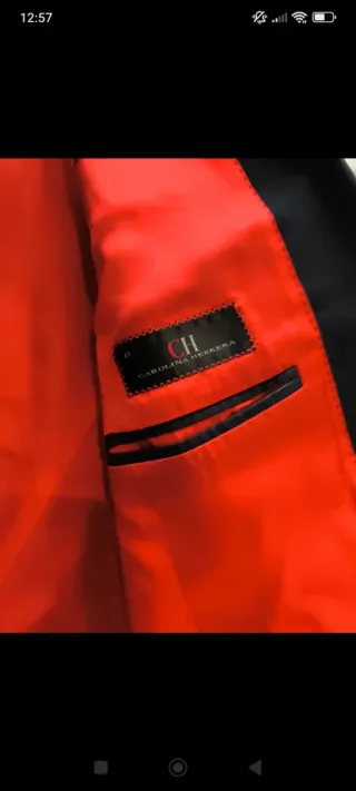 Traje Pantalón Carolina Herrera Negro/Rojo