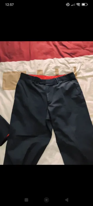 Traje Pantalón Carolina Herrera Negro/Rojo