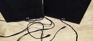 Altavoces Bafles Pareja Negro Gris y Rojo