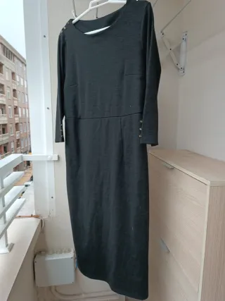 Vestido de punto básico gris