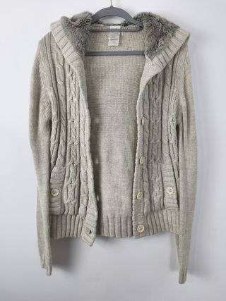 Cárdigan The North Face punto trenzado capucha pel