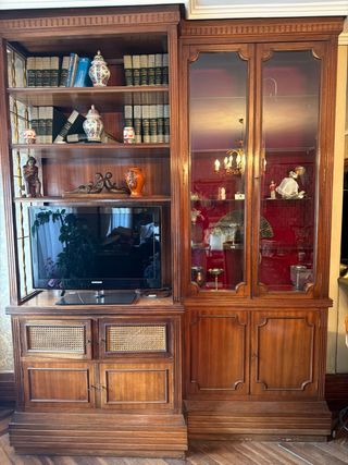 Mueble Bar/TV Antiguo Madera y Cristal