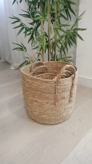 Conjunto Cestas Fibras Naturales Estilo Boho