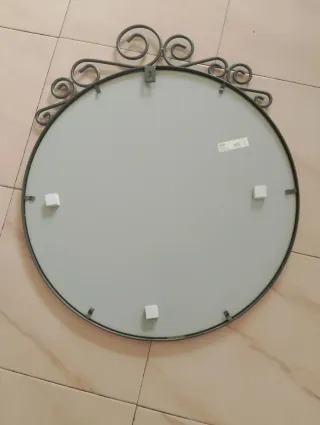 Espejo redondo decorativo metal y cristal